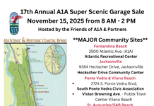 Friends of A1A Release 2025 A1A Super Scenic 150 Mile Garage Sale Map