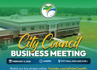 Palm Coast City Council Business Meeting on February 3, 2026, at 6:00 p.m.