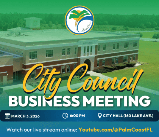 Palm Coast City Council Business Meeting on March 3, 2026, at 6:00 p.m.