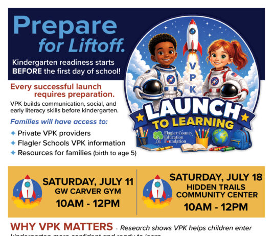 Flagler Families Invited to “Launch to Learning” VPK Events July 11 and 18