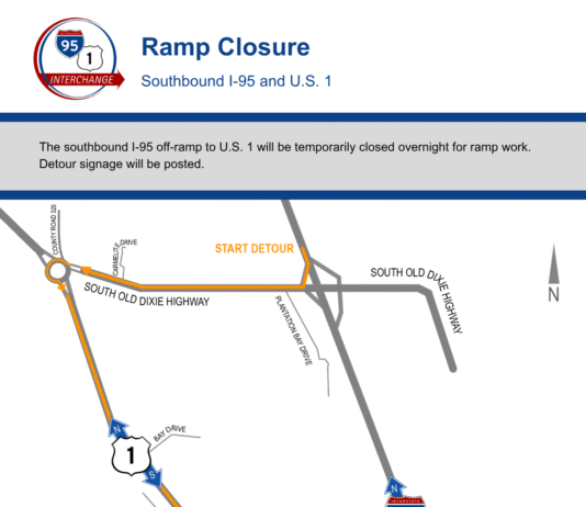 Overnight Closures of Southbound I-95 Off-Ramp to U.S. 1 Starting July 14