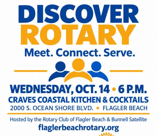 The Rotary Club of Flagler Beach Invites Community to “Discover Rotary” Oct. 14, 2026