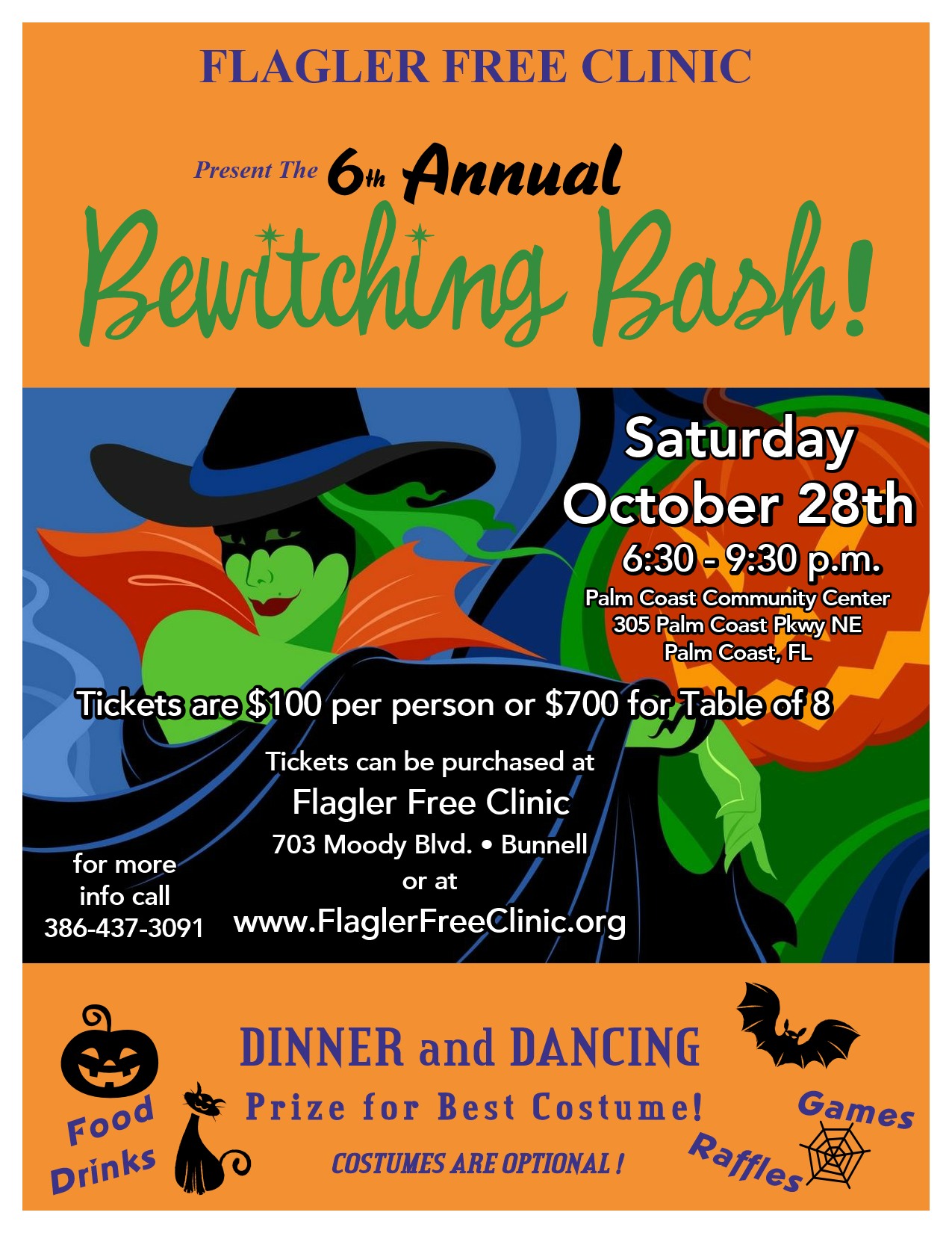 Flagler County Free Clinic To Host 'Bewitching Bash' Fundraising Event